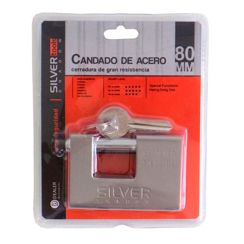 Candado Acero Alta Seguridad 80mm Silver Shadow