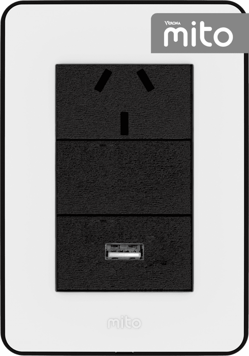 Linea Armada Mito Negra 1 Toma + Toma Usb Jeluz