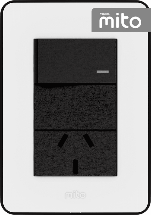 Linea Armada Mito Negra 1 Interruptor + 1 Toma 10A Jeluz