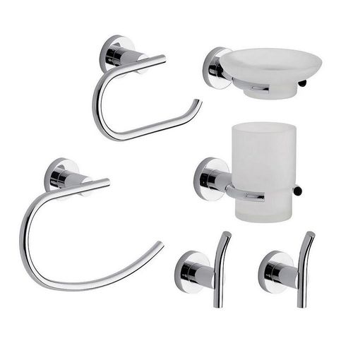 Juego Accesorios Baño Cromo Metal Kit 6 Piezas Set Moderno