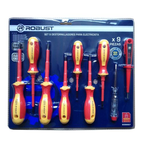 Set destornillador electricista 9 piezas Robust