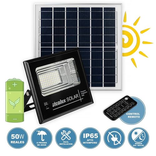 Proyector Solar Led Control Remoto + Batería 50 W Atomlux