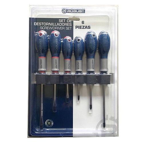 Set De Destornilladores Azul Y Gris 6 Un Robust