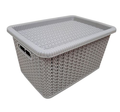 Caja Organizadora Rattan Gris 5Lts Sao Bernardo