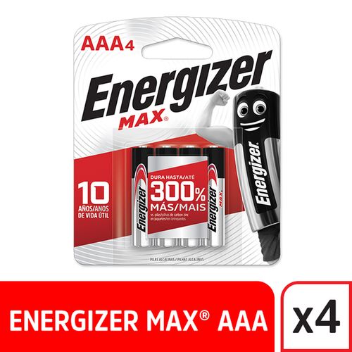 Pila Energizer Max Aaa X4 Unidades Rojo 9,3X11X2 Unidadescm