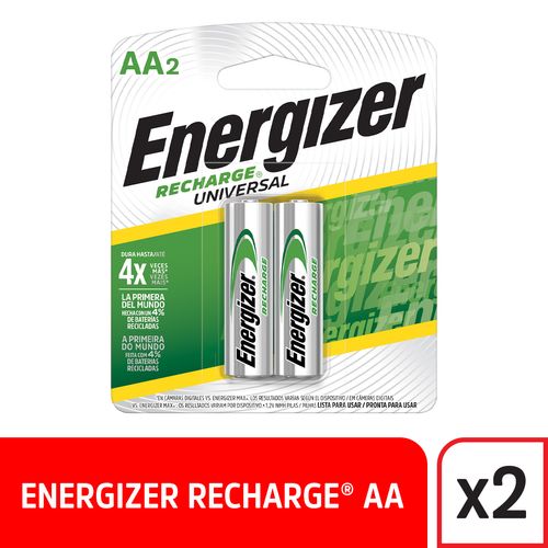 Pila Recargable AA 2500Mh X2 Verde 9,5X11,5X1,54Cm Energizer