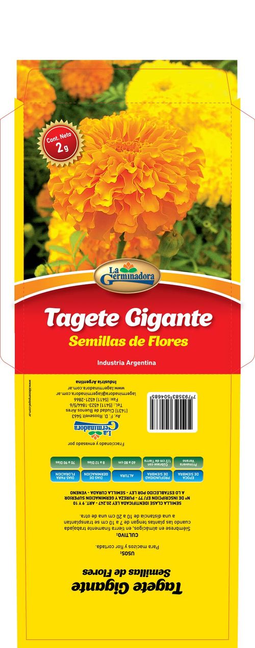 Semillas En Sobre De Tagete 2Gr La Germinadora
