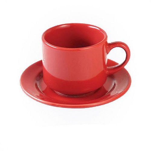 Taza C/Plato Ceramica Donna Rojo