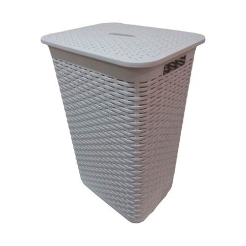 Cesto Para Ropa Blanco Ratan C/Tapa 60L