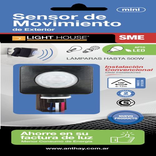 Sensor De Movimiento Exterior Hasta 500