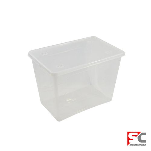 Caja Plástica Transparente Con Tapa 90 L