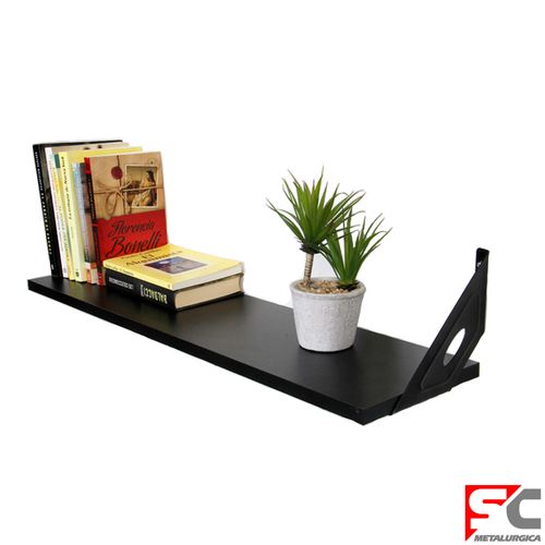 Kit Estante De Melamina Con Soporte Negro 20X80 Cm Sc Metalúrgica
