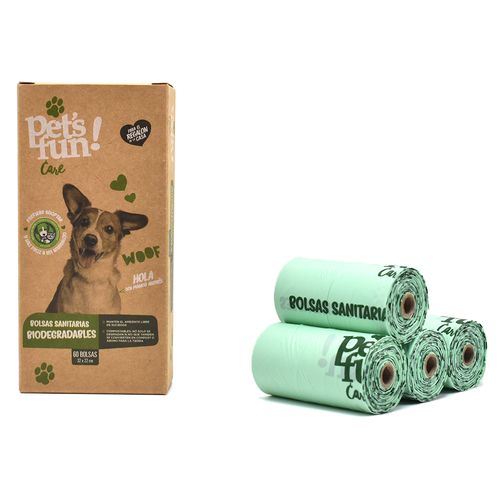 Bolsa Sanitaria Biodegradable 32x22 cm 60 un. Pet's Fun