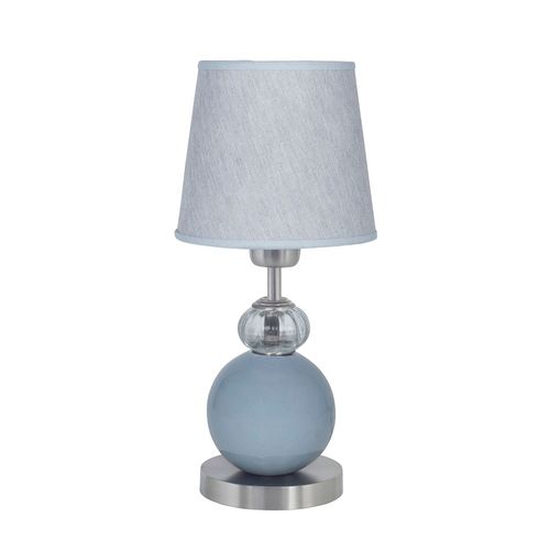 Velador E27 Ceramica Gris Pantalla Blanca Don Bell