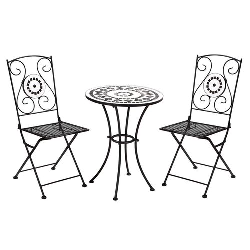 Set Comedor 71x60Cm|Sillas 41x40x89Cm Negro Mosaico Ainsa Outzen