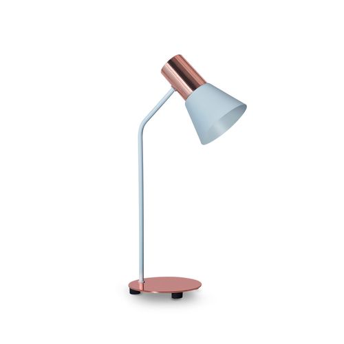 Lamp. Escritorio Embudo E27 Blanco/Cobre