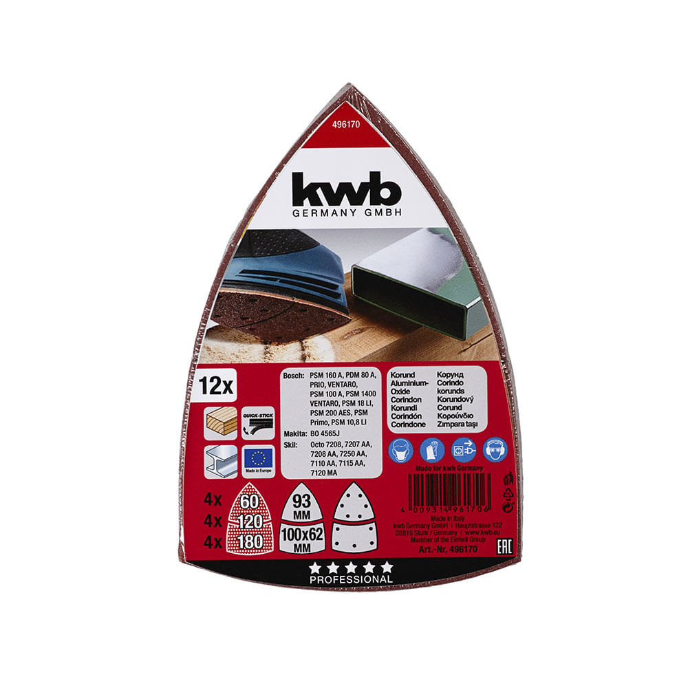 Set 12 Lijas Delta 93 Mm KWB