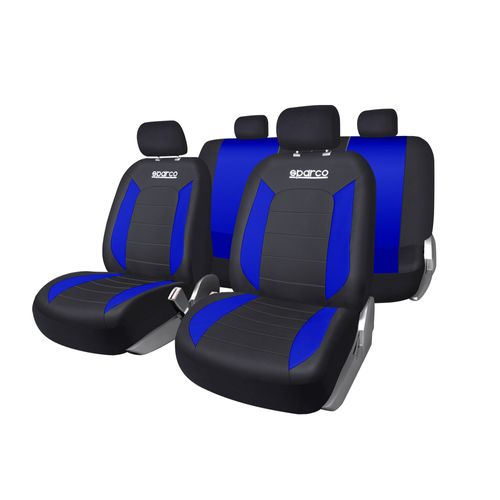 Funda Cubre Asiento Azul y Negro 9 Pc Sparco