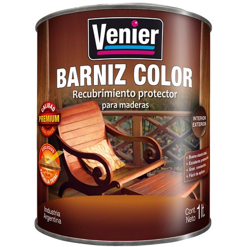 Barniz Color Roble Oscuro Brillante x1Lt Venier