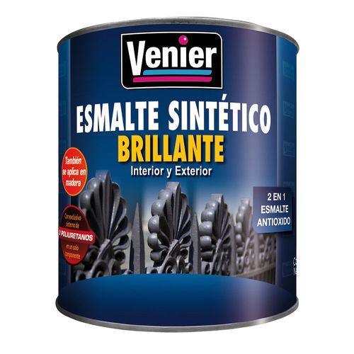 Esmalte Sintético 3P Interior/Exterior Negro Brllante x 0.5Lt Venier