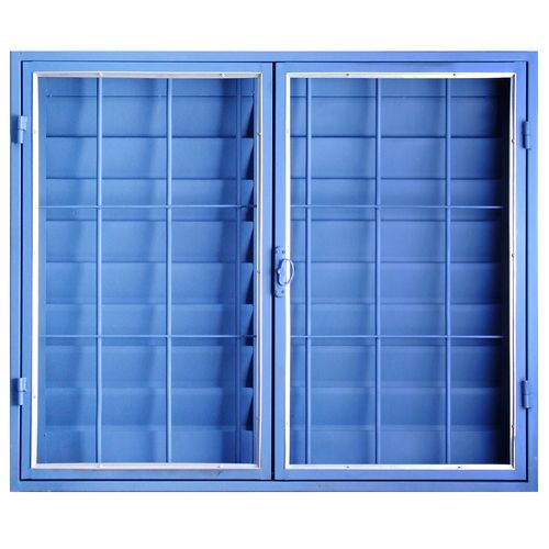 Ventana Con Reja Chapa Celosia Azul 120X100 Cm Nexo