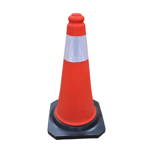 Cono Vial Base Goma 50Cm Rigido Banda Reflectiva 10Cm