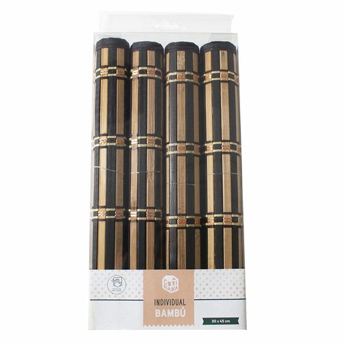 Set De 4 Individuales Bamboo Diseño Negro Cotidiana