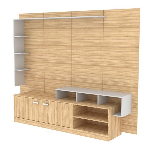Centro de Entretenimiento 2 Puertas 229X41X188Cm Melamina Beige/Blanco Fiplasto