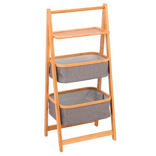 Mueble Organizador 2 Cestos De Tela Con Repisa Cotidiana