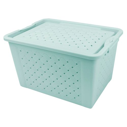 Caja organizadora Calada menta plástica 25 L Cotidiana