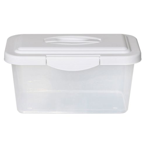 caja plastica 6lt traslucida blanca.