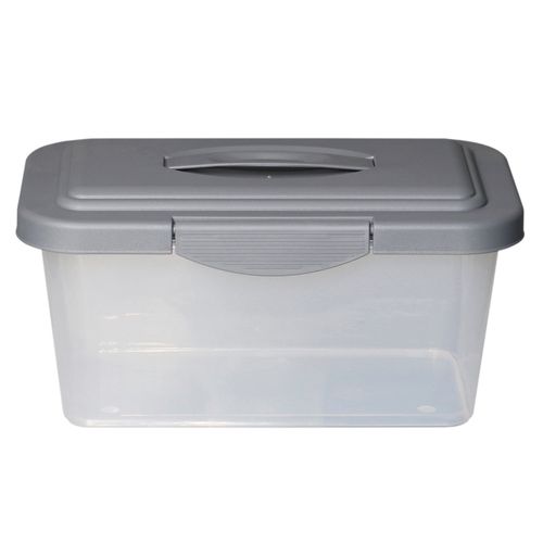 caja plastica 6lt traslucida tapa gris