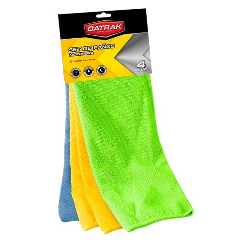 Set De 4 Paños De Limpieza Para Auto Multiuso 35x40 Cm Dratak
