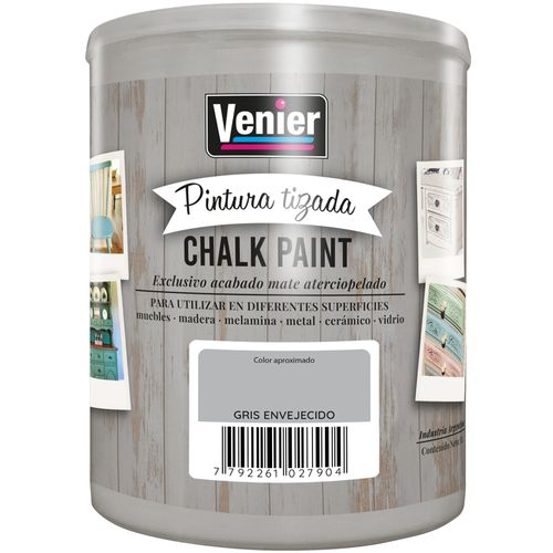 Pintura Tizada Chalk Paint Gris Envejecido 1 L Venier
