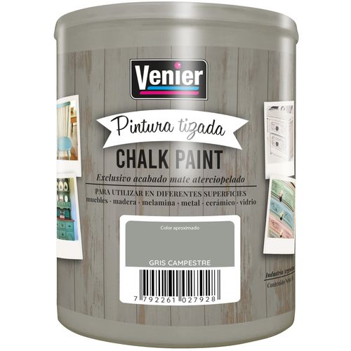 Pintura Tizada Chalk Paint Gris Campestre 1Lt Venier