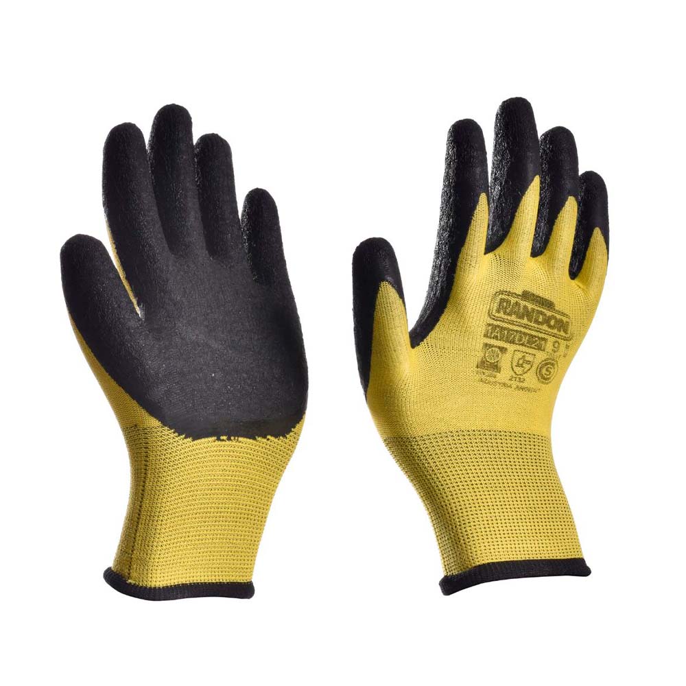 Guantes de Protección Látex 22,9x25 cm Dorso Ventilado Amarillo y Negro Randon