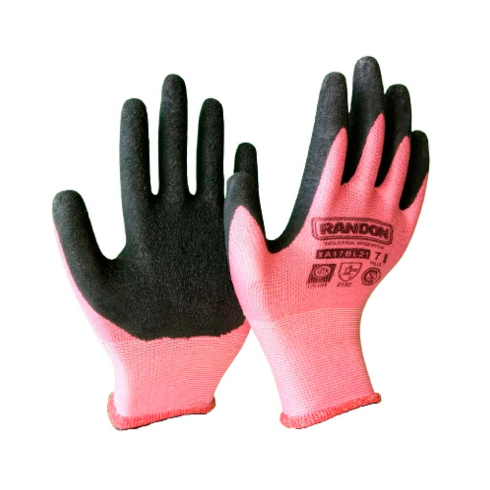 Guantes de Látex 17,8x23 Cm Rosa y Negro Randon