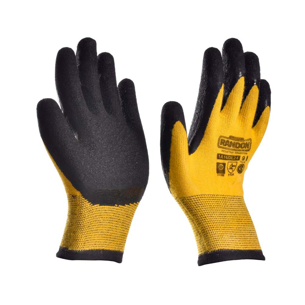 Guantes de Látex Jersey 22,9x25 Cm Talla 9 Amarillo y Negro Garra II MF Interiores