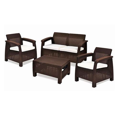 Set de Rattan Mesa + Sofá + 2 Sillones Corfu