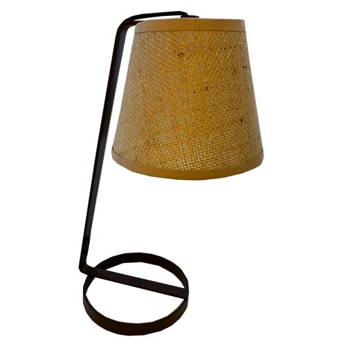 Velador Recto E27 Base Oxido Pantalla Rustica Mon-Can
