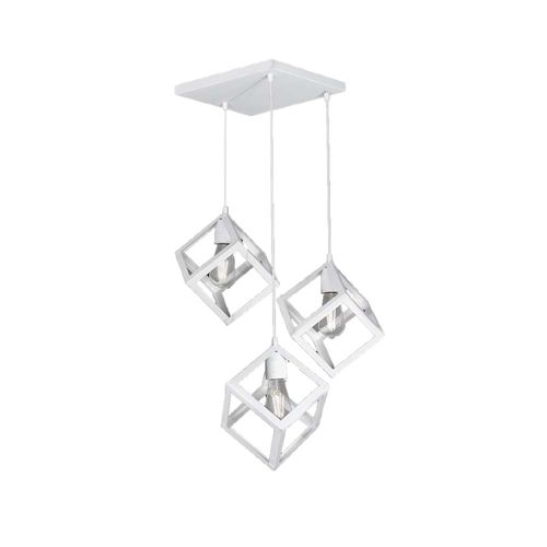 Colgante Cubo Con Base 3 Luz E27 Blanco Ferrolux