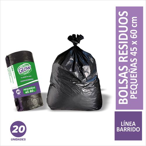 bolsa rollo 45x60cm 20u negra glow