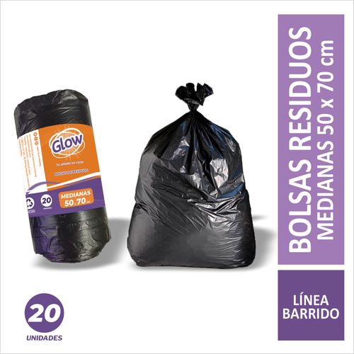 bolsa rollo 50x70cm 20u negra glow