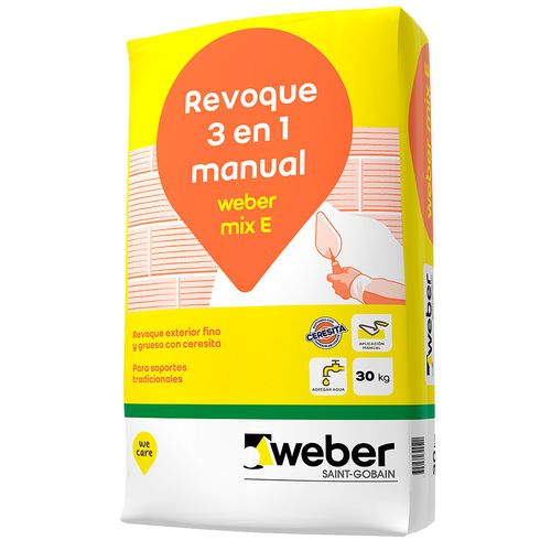 Revoque Exterior 3 En 1 Con Ceresita 30 Kg Weber