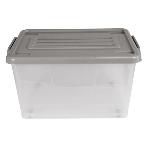 Caja plas 26lt c-rued tran t-color gris