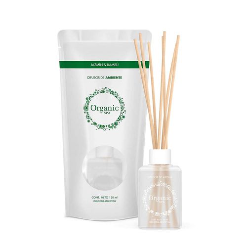 Difusor Vidrio 120 Ml Jazmin Y Bambu Organic Spa