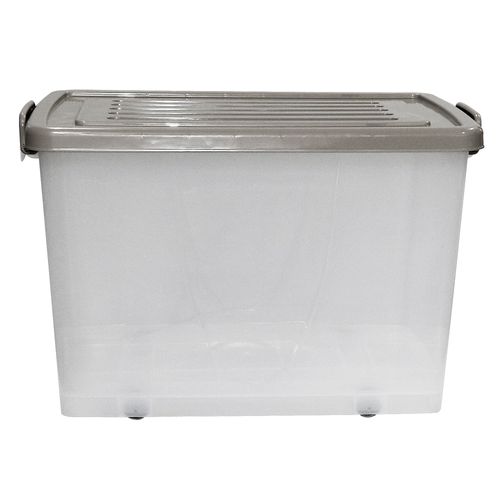 Caja Plas 80Lt C-Rued Tran T-Color Gris