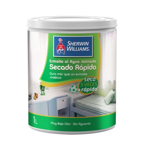 Esmalte Satin Al Agua Blanco 1Lt Sherwin Williams