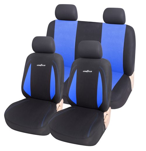 Juego Funda Asiento Negra Con Azul 10 Piezas Goodyear