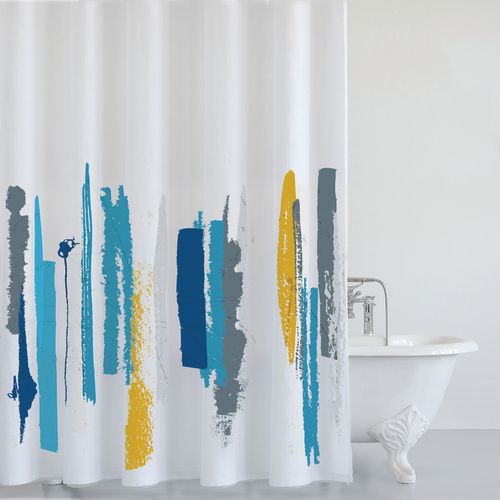 Cortina Baño Estampada Pincel 180x180 Cm Aldeana Home